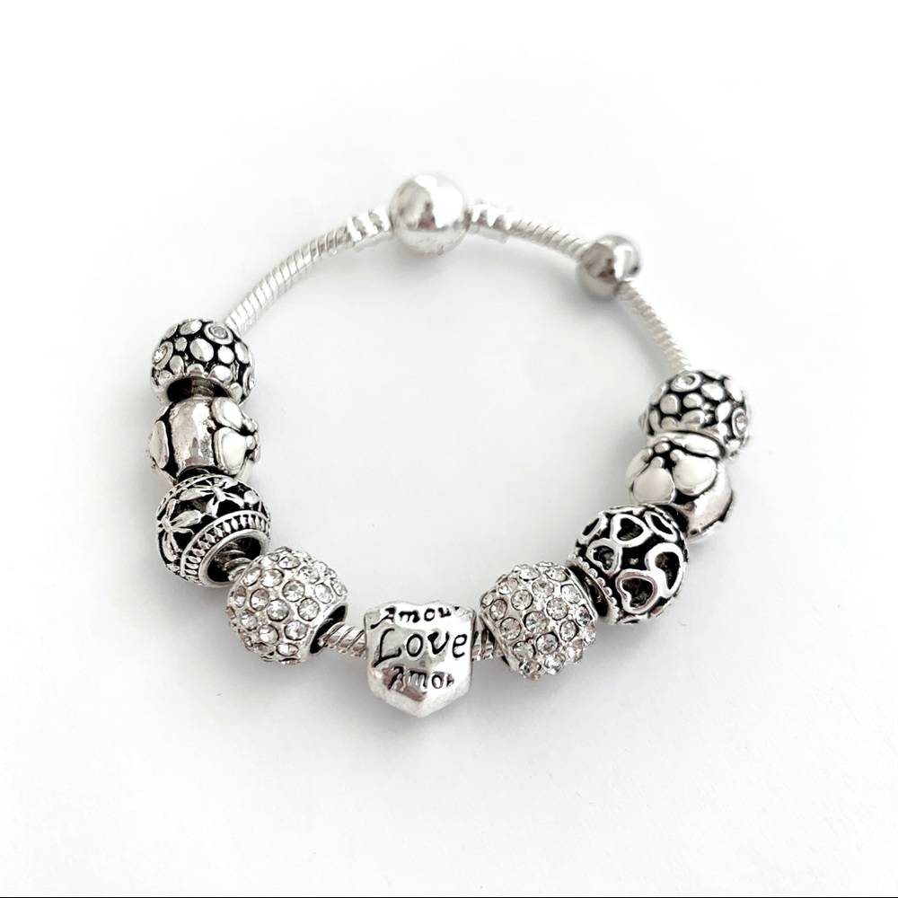 🆕Silver Plated Charm Bracelet - White